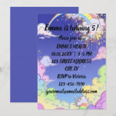 Schattigee Pastel Rainbow Kids Verjaardagsfeestje Kaart (Voorkant / Achterkant)