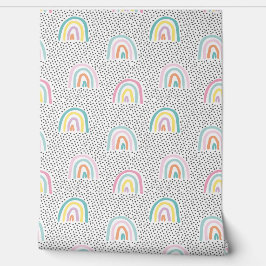 Schattigee pastel regenbogen met kleine zwarte sti behang