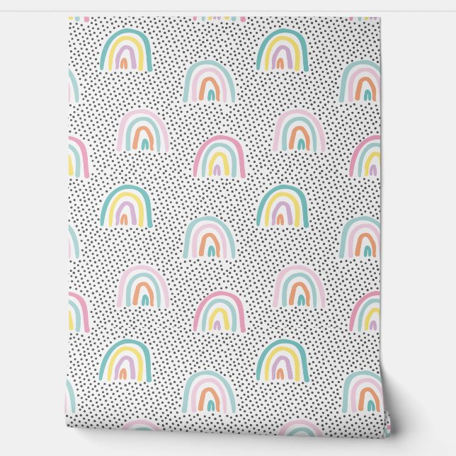 Schattigee pastel regenbogen met kleine zwarte sti behang (Afrollen)