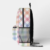 Schattigee pastel regenboog gingham plaid bedrukte rugzak (Rechts)