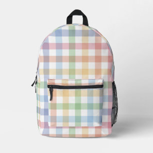 Schattigee pastel regenboog gingham plaid bedrukte rugzak