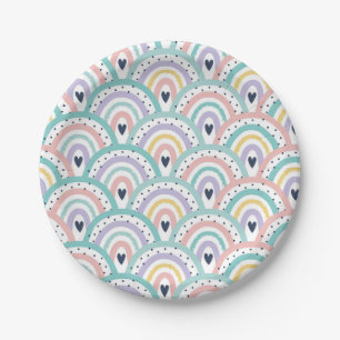 Schattigee Pastel Regenboog Patroon Papier Borden Papieren Bordje