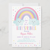Schattigee Pastel Regenboogwolken Baby Sprinkle Kaart (Voorkant)