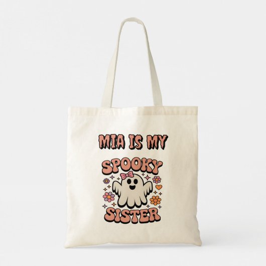 Schattigee Pastel Retro Ghost Pink Spooky Sister Tote Bag (Achterkant)