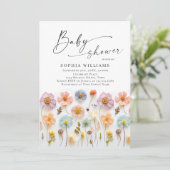 Schattigee Pastel Roze Boho Wilde Bloemen Baby sho Kaart (Staand voorkant)