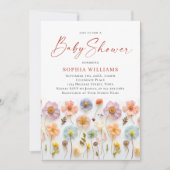 Schattigee Pastel Roze Boho Wilde Bloemen Baby sho Kaart (Voorkant)