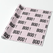 Schattigee pastel roze "BOO!" Halloween Cadeaupapier (Uitgerold)