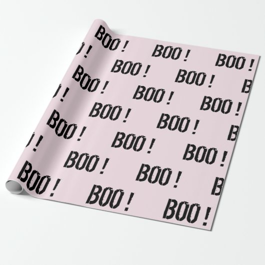 Schattigee pastel roze "BOO!" Halloween Cadeaupapier (Uitgerold)