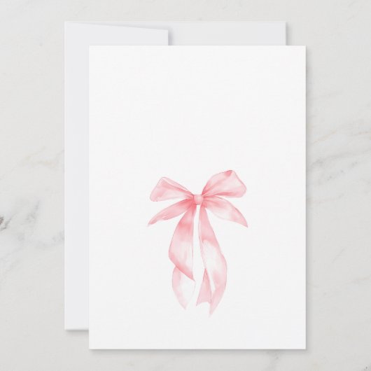 Schattigee Pastel Roze Bow Coquette Baby Girl Verj Kaart (Achterkant)