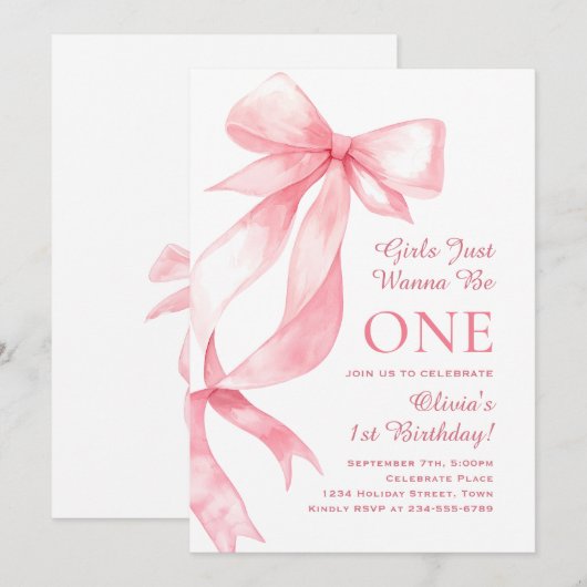 Schattigee Pastel Roze Bow Coquette Baby Girl Verj Kaart (Voorkant / Achterkant)