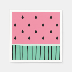 Schattigee pastel roze en groene watermeloen servet