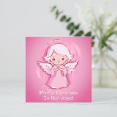 Schattigee Pastel Roze Engel, Meisjes Kerst Feestdagenkaart (Staand voorkant)