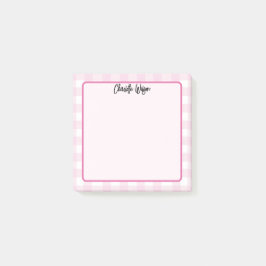Schattigee Pastel Roze Gingham Patroonnotities Post-it® Notes