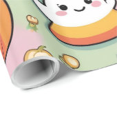 Schattigee Pastel Roze Halloween Ghost & Pumpkin Cadeaupapier (Rol Hoek)