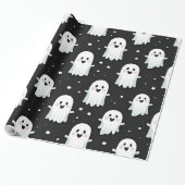 Schattigee Pastel Roze Halloween Ghost & Pumpkin Cadeaupapier (Uitgerold)