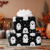 Schattigee Pastel Roze Halloween Ghost & Pumpkin Cadeaupapier