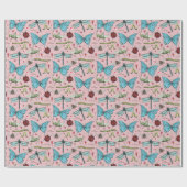 Schattigee pastel roze kleurrijke insecten liefde cadeaupapier (Vlak)