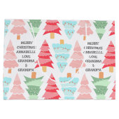 Schattigee Pastel Roze Kleurrijke Kerstboom Naam Groot Cadeauzakje (Achterkant)