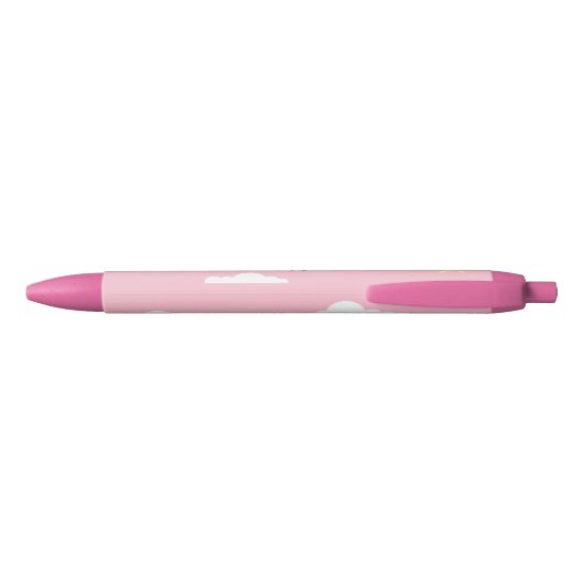 Schattigee pastel roze naam wolken school student zwarte inkt pen (Achterkant)