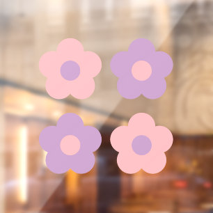 Schattigee Pastel Roze Paarse Daisy Flowers Raamsticker