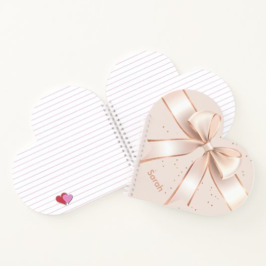 Schattigee pastel roze satijnen boog gepersonalise notitieboek (Binnen)