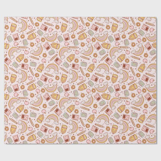 Schattigee pastel roze school levert lerarenstuden cadeaupapier (Vlak)