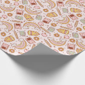 Schattigee pastel roze school levert lerarenstuden cadeaupapier (Hoek)