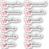 Schattigee pastel roze vlinders gastenlijst 12 nam sticker (Voorkant)