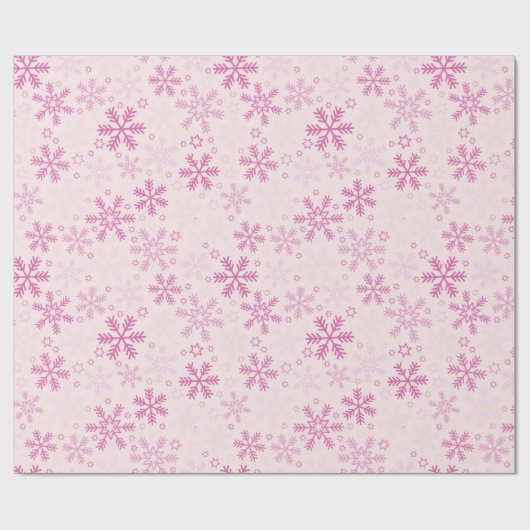 Schattigee Pastel Roze Winter Sneeuwvlok Kerst Cadeaupapier (Vlak)