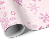 Schattigee Pastel Roze Winter Sneeuwvlok Kerst Cadeaupapier (Rol Hoek)