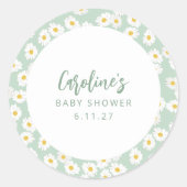 Schattigee pastel salie madeliefjes bloemenaangepa ronde sticker (Voorkant)