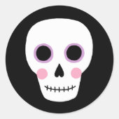 Schattigee Pastel schedel Halloween Verjaardag Ronde Sticker (Voorkant)