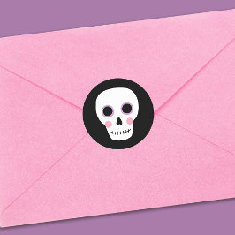 Schattigee Pastel schedel Halloween Verjaardag Ronde Sticker