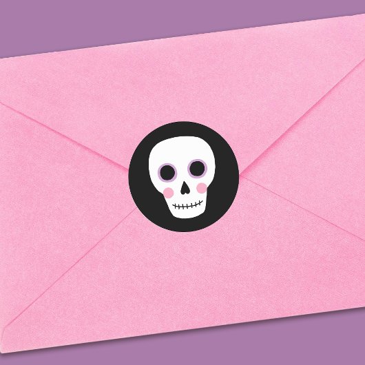 Schattigee Pastel schedel Halloween Verjaardag Ronde Sticker