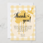 Schattigee pastel Sinaasappel gingham Baby shower Bedankkaart (Voorkant)