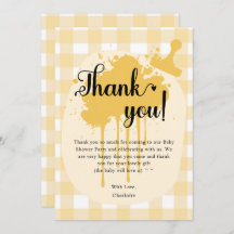 Schattigee pastel Sinaasappel gingham Baby shower