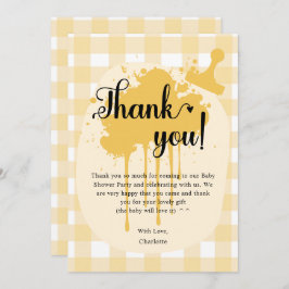 Schattigee pastel Sinaasappel gingham Baby shower Bedankkaart