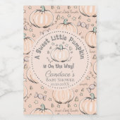 Schattigee Pastel Sinaasappel Little Pumpkin Herfs Wijn Etiket (Enkel label)