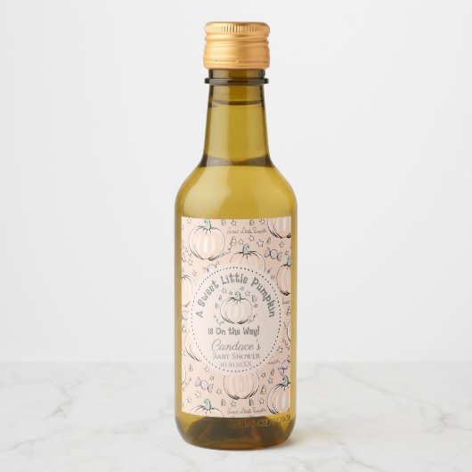 Schattigee Pastel Sinaasappel Little Pumpkin Herfs Wijn Etiket (Voorkant)