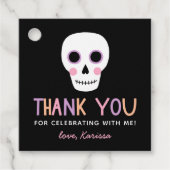 Schattigee Pastel Skull Halloween Verjaardagsnaam Bedankjes Labels (Voorkant)