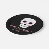 Schattigee Pastel Skull Halloween Verjaardagsnaam Papieren Bordje (Gekanteld)
