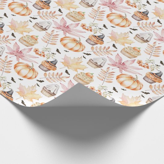 Schattigee Pastel Spooky Cupcakes Halloween Patter Cadeaupapier (Hoek)