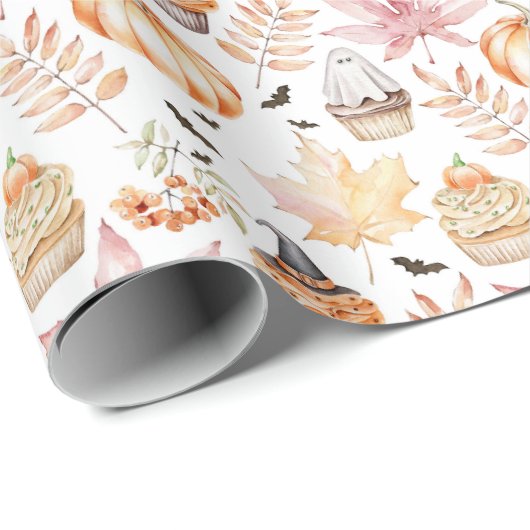 Schattigee Pastel Spooky Cupcakes Halloween Patter Cadeaupapier (Rol Hoek)