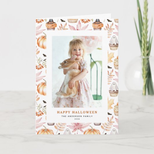Schattigee Pastel Spooky Cupcakes Happy Halloween  Feestdagen Kaart (Voorkant)