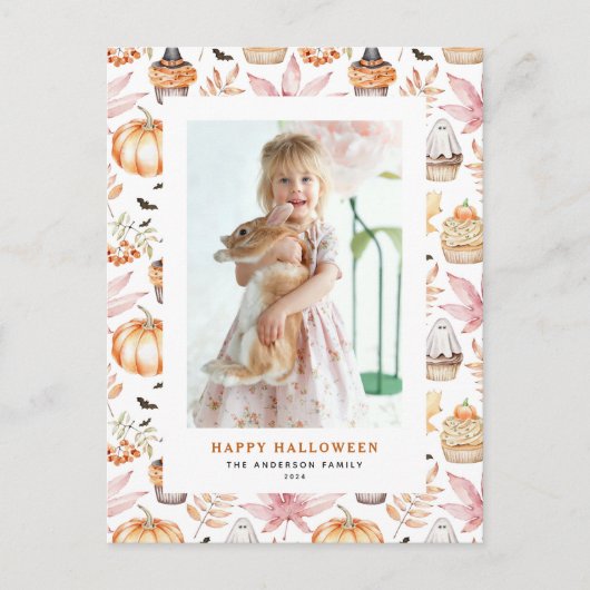 Schattigee Pastel Spooky Cupcakes Happy Halloween  Feestdagenkaart (Voorkant)