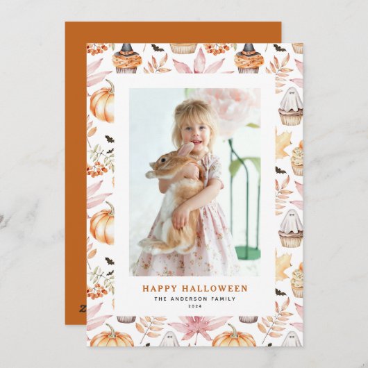 Schattigee Pastel Spooky Cupcakes Happy Halloween  Feestdagenkaart (Voorkant / Achterkant)