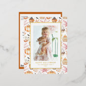 Schattigee Pastel Spooky Cupcakes Happy Halloween  Folie Feestdagen Briefkaart (Voorkant / Achterkant)