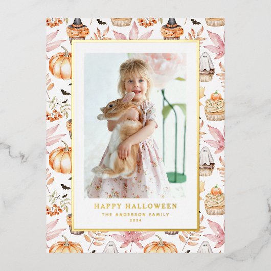 Schattigee Pastel Spooky Cupcakes Happy Halloween  Folie Feestdagen Briefkaart (Voorkant)