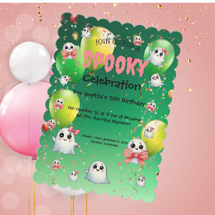 Schattigee Pastel Spooky Ghos Kids Verjaardagsuitn Kaart