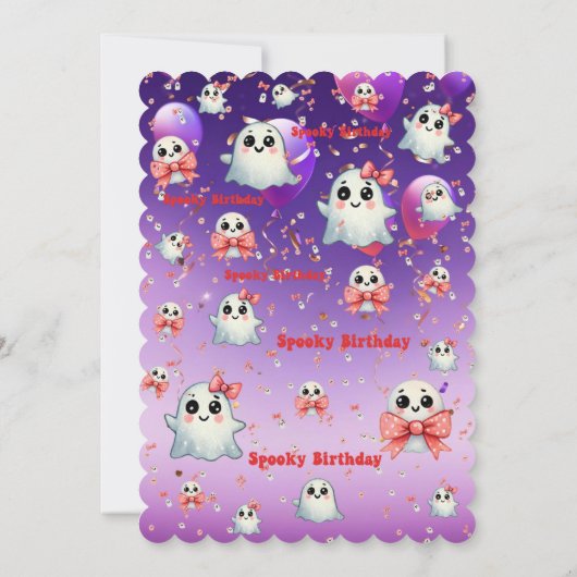 Schattigee Pastel Spooky Ghost Kids Verjaardagsuit Kaart (Achterkant)